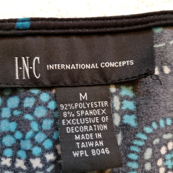 🐱I.N.C. Black & Turquoise Beaded Sequin Top - Picture 4 of 5